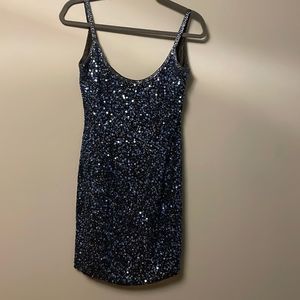 Oleg Cassini Blue Sequin Dress
